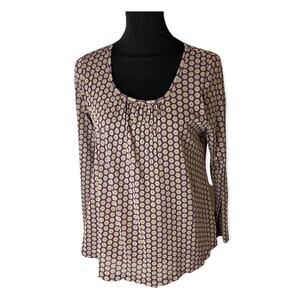 Liz Claiborne scoop Neck Long Sleeve Top Womens Large Geometric Imperfect